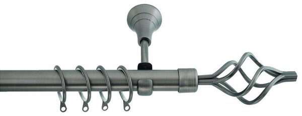 Κουρτινόξυλο Φ25mm Μονό Επεκτεινόμενο 140-240cm Με Άκρα Grace Anthracite 790127