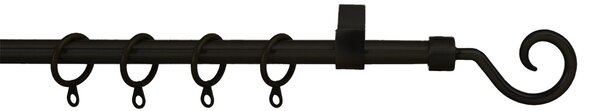Κουρτινόξυλο Φ12mm Μονό Επεκτεινόμενο 60-120cm Με Άκρα Grace Clasp Black Mat 720143