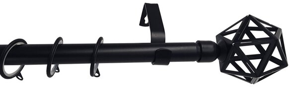 Κουρτινόξυλο Φ19mm Μονό Επεκτεινόμενο 120-210cm Με Άκρα Grace Black Mat 999378