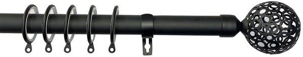 Κουρτινόξυλο Φ25mm Μονό Επεκτεινόμενο 140-240cm Με Άκρα Grace Lilie Black Mat 599177