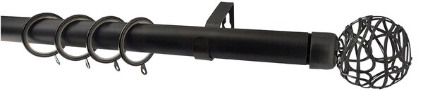 Κουρτινόξυλο Φ28mm Μονό Επεκτεινόμενο 160-300cm Με Άκρα Grace Industrial Black 998185