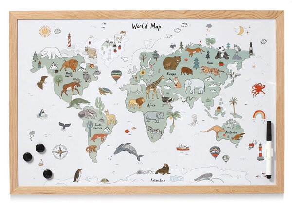 Μαγνητικός Πίνακας Ανακοινώσεων (60x40) Z-L World Map 11276