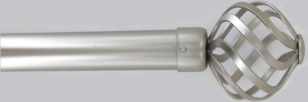 Κουρτινόξυλο Φ28mm Μονό Επεκτεινόμενο 120-210cm Με Άκρα L-N Florence Silver 762012099