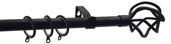 Κουρτινόξυλο Φ19mm Μονό Επεκτεινόμενο 160-300cm Με Άκρα Grace Ball Cage Black Mat 790224