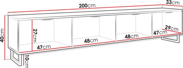 Έπιπλο τηλεόρασης Delino 200 -Mauro-Prasino - 200.00Χ33.00Χ40.00cm