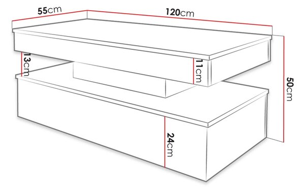 Τραπεζάκι σαλονιού Glossa 2D με LED-Mauro-Mauro gualistero - 120.00Χ55.00Χ49.60cm