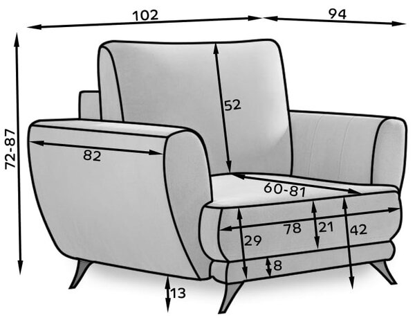 Πολυθρόνα Megis-Gkri Skouro - 102.00Χ94.00Χ87.00cm