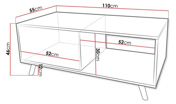 Τραπεζάκι σαλονιού Aspo-Leuko - 110.00Χ55.00Χ46.00cm