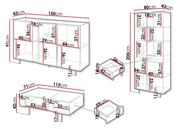 Βιτρίνα Salzo mini - 100.00Χ43.00Χ143.00cm