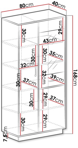 Βιτρίνα Santiago SN3-Drus - 80.00Χ40.00Χ168.00cm