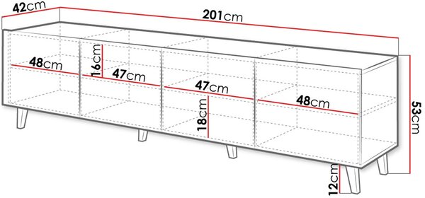 Έπιπλο τηλεόρασης Etna-Leuko - 201.00Χ42.00Χ53.00cm