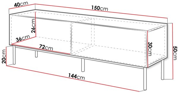 Έπιπλο τηλεόρασης Slide-Leuko-Xriso-Μήκος: 200 εκ. - 200.00Χ40.00Χ50.00cm