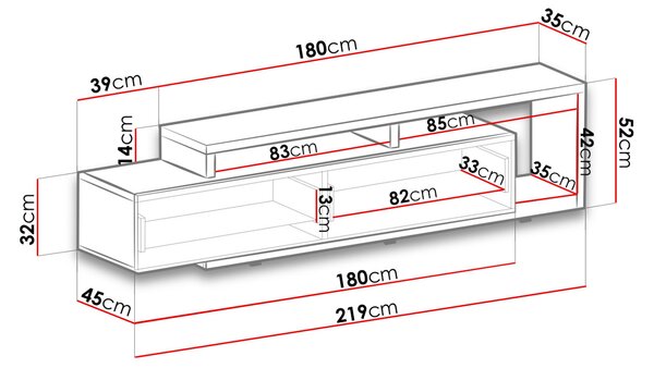 Έπιπλο τηλεόρασης Bron-Φυσικό - Ανθρακί - 219.00Χ45.00Χ52.00cm