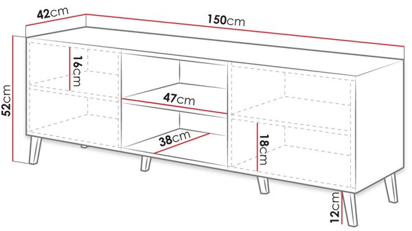 Έπιπλο τηλεόρασης Abeto-Grafitis - 150.00Χ42.00Χ52.00cm