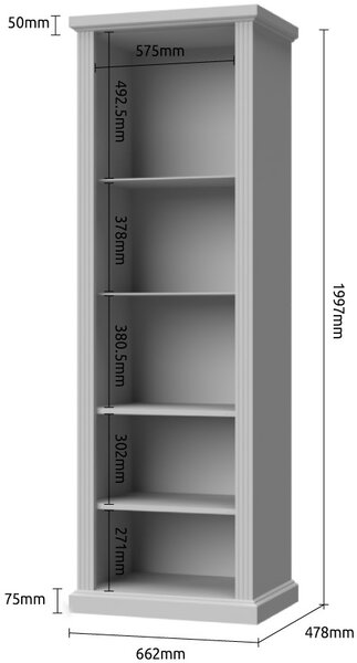 Βιτρίνα ψηλή Tahoma 2D-Leuko - 64.00Χ48.00Χ200.00cm