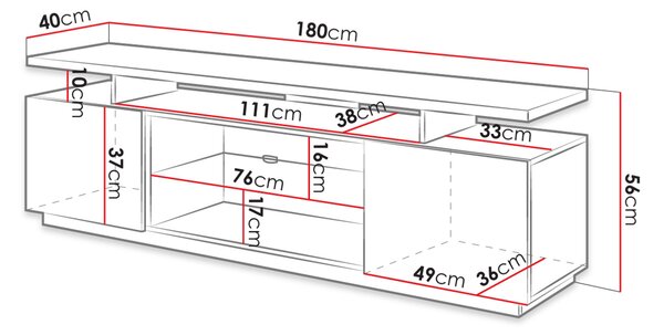 Έπιπλο τηλεόρασης Eva-Grafitis - 180.00Χ40.00Χ56.00cm