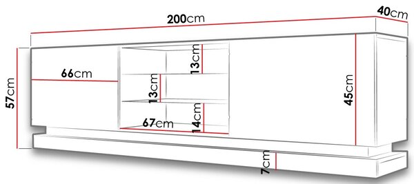 Έπιπλο τηλεόρασης Qiu-Μήκος: 200 εκ.-Mauro - 200.00Χ40.00Χ57.00cm