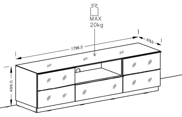 Έπιπλο τηλεόρασης Narvey 180-Γκρι - 180.00Χ48.00Χ50.00cm