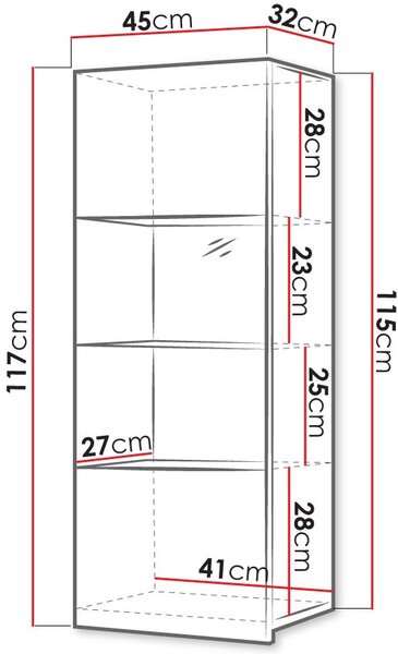 Βιτρίνα Calabrini κρεμαστή -Fusiko - 45.00Χ32.00Χ116.00cm