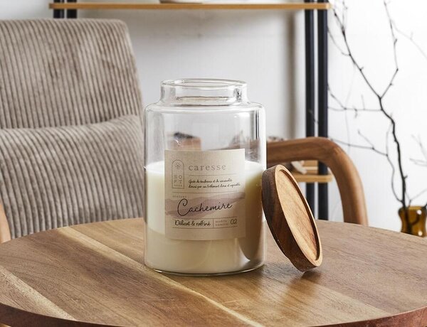 Αρωματικό κερί Home Deco Factory με διάρκεια καύσης 45 ώρες, άρωμα Cashmere και διαστάσεις 11x16.5cm