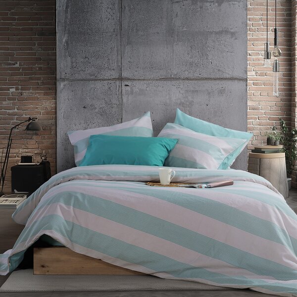 Σεντόνια King Size (Σετ) Nef-Nef Homeware Casual Stripe Petrol