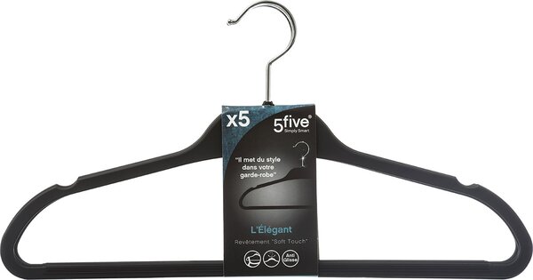 Κρεμάστρες Ρούχων Rubber (Σετ 5τμχ) F-V Black 151544