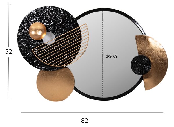 ΚΑΘΡΕΠΤΗΣ ΤΟΙΧΟΥ HM4211 ΜΕΤΑΛΛΟ ΣΕ ΜΑΥΡΟ-ΧΡΥΣΟ 82x8x52Υ εκ