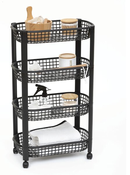 Τρόλεϊ/Ραφιέρα 4 Θέσεων (46.5x25.5x79) F-V Basket Trolley Black 189990A