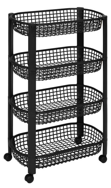 Τρόλεϊ/Ραφιέρα 4 Θέσεων (46.5x25.5x79) F-V Basket Trolley Black 189990A