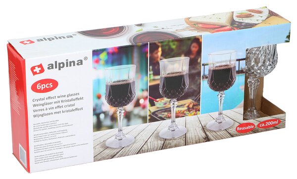 Ποτήρια Κρασιού Κολωνάτα Πλαστικά 200ml (Σετ 6τμχ) Alpina 871125205306