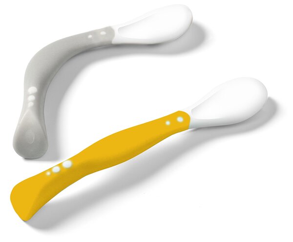 Κουτάλια Φαγητού (Σετ 2τμχ) BabyOno Grey-Yellow BN1066/05