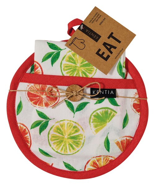 Ποτηρόπανο + Πιάστρα Κουζίνας (Σετ 2τμχ) Kentia Loft Pot 253