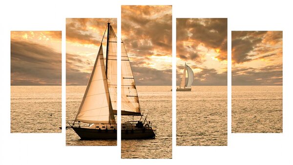 ΠΙΝΑΚΑΣ ΠΕΝΤΑΠΤΥΧΟ MDF SUNSET SAILING HM7206.01 100X0,3X60 εκ