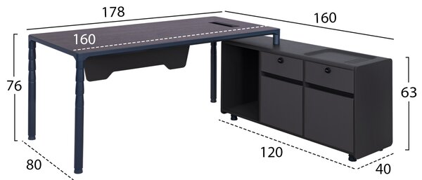 ΕΠΑΓΓΕΛΜΑΤΙΚΟ ΓΡΑΦΕΙΟ ΔΕΞΙΑ ΓΩΝΙΑ FB92109R ΣΕ ΓΚΡΙ & ΒΕΓΓΕ ΑΠΟΧΡΩΣΗ 183X160X76εκ