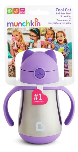 Παγούρι - Θερμός 237ml Με Καλαμάκι Munchkin Cool Cat Purple