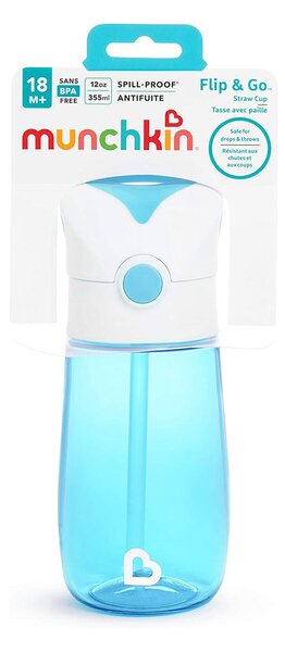Παγούρι 355ml Με Καλαμάκι Munchkin Flip & Go Blue