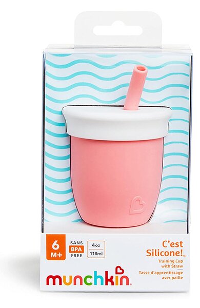 Ποτήρι Εκπαιδευτικό 118ml Με Καλαμάκι Munchkin C'Est Silicone Coral