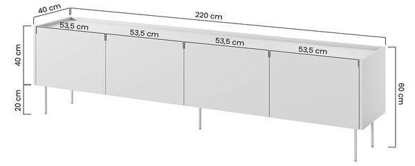 Σύνθετο τηλεόρασης Dessi, κεραμιδί κόκκινο 220x60x40cm-BOG5295