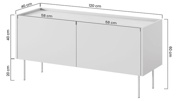 Σύνθετο τηλεόρασης Dessi δίθυρο, μαύρο ματ 120x85x40cm-BOG1861