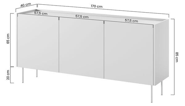 Σύνθετο τηλεόρασης Dessi, 3 ράφια, μαύρο ματ 170x85x40cm-BOG4102