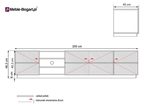 Σύνθετο τηλεόρασης Soho, με 3 ράφια, μαύρο μάτ 200x46x40cm-BOG1570