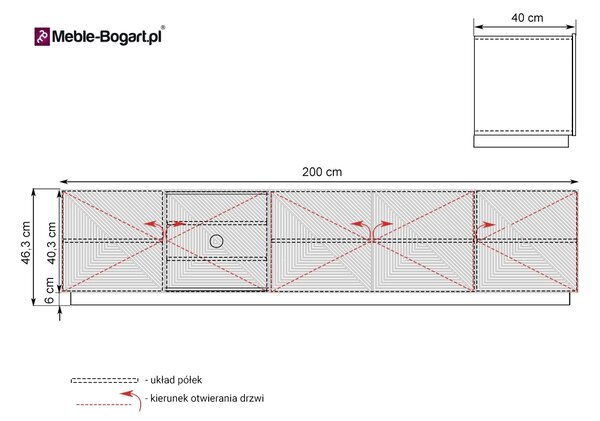 Σύνθετο τηλεόρασης Soho, με 5 ράφια, μαύρο ματ 200x46x40cm-BOG1531