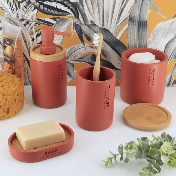 Dispenser Μπάνιου 280ml (Φ7.5x17) T-D Terracotta/Bamboo 62101125