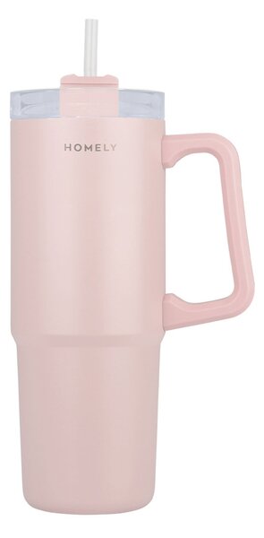 Κούπα Θερμός Με Λαβή & Καλαμάκι 900ml Homely Tumbler Rose Quartz 01-34535