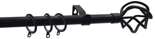 Κουρτινόξυλο Φ19mm Μονό Επεκτεινόμενο 120-210cm Με Άκρα Grace Black Mat 790124