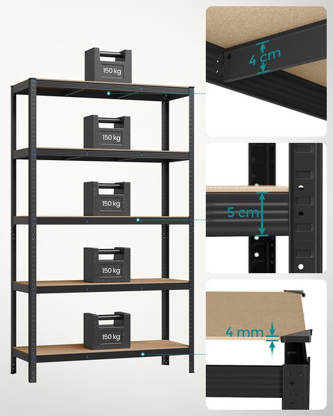 Μεταλλική Ραφιέρα Δαπέδου 5 Θέσεων (120x60x200) Songmics GLR060B01