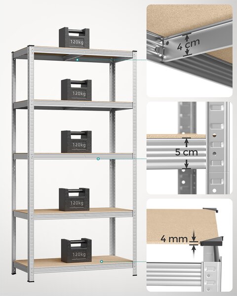 Μεταλλική Ραφιέρα Δαπέδου 5 Θέσεων (100x50x200) Songmics GLR050E01