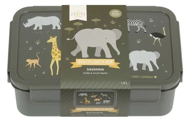 Φαγητοδοχείο Με Χωρίσματα 1.2lt (22x14.5x7) Α Little Lovely Company Savanna BBSAGR65