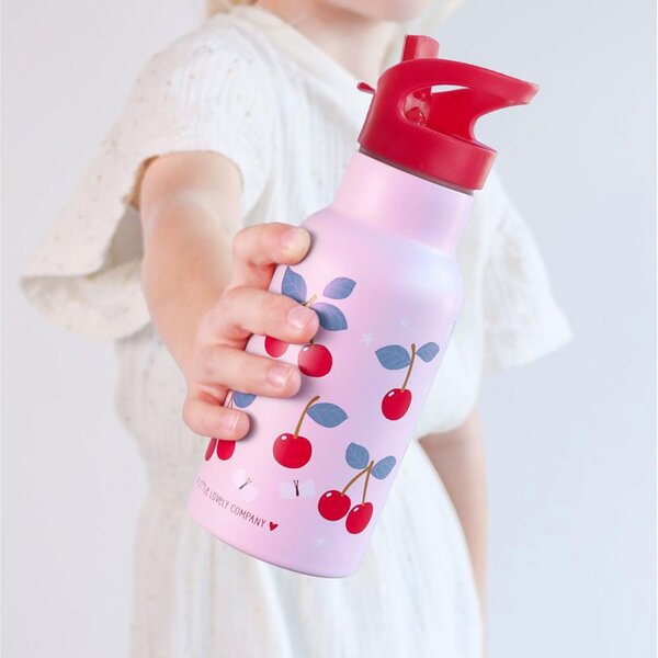 Παγούρι - Θερμός 350ml Με Καλαμάκι Α Little Lovely Company Cherries DBSSCH88