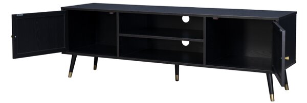 VIENNA TV STAND ΜΑΥΡΟ ΜΕ RATTAN 150x39xH49cm